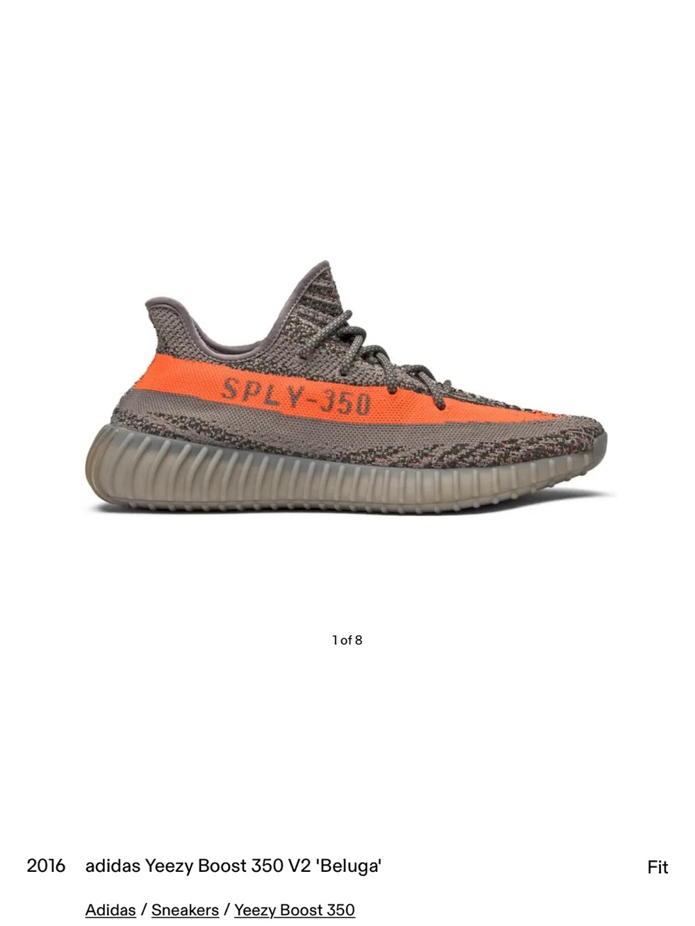 adidasYeezy Boost 350 V2 Gray with Orange Strip